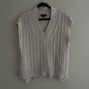 French Connection V-Neck Sweater Vest in Cream